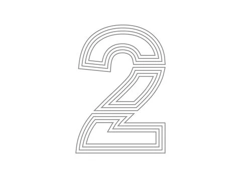 2 font number vector.  Condensed thin, Parallel stylize line letter. Thin mon Stock Illustration