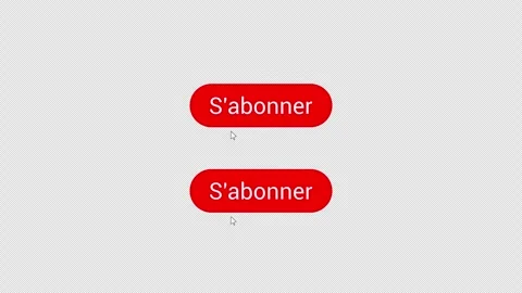 2 French Subscribe Buttons - Red to Subscribed and Thank You - 4K Alpha Video stock 329617053