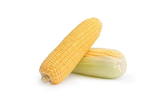 2 Freshness raw corn isolated on the white background Foto stock