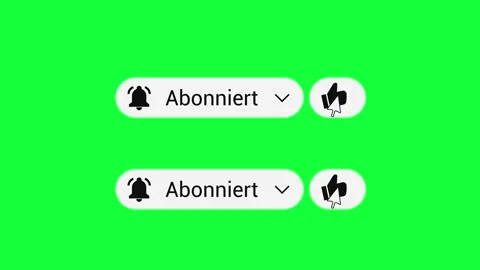 2 German Subscribe Buttons - Like and Bell Icons - Green Screen 4K Stock Footage 330774758