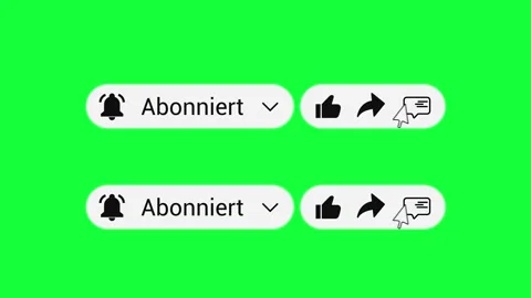 2 German Subscribe Buttons - Like Share Comment Bell - Green Screen 4K Stock Footage 330774761