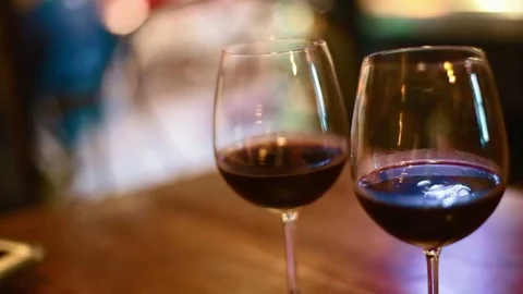 2 glasses of red wine Stock Footage 70358101