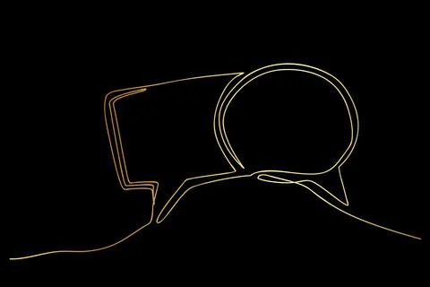 2 gold golden bubble chat simple vector sketch single line Stock Illustration