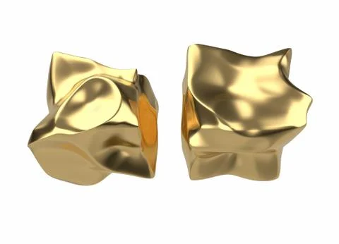 2 golden bars in the shape of boxes, 3D illustration isolated on white Stock Illustration