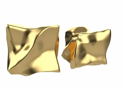 2 golden bars in the shape of boxes, 3D illustration isolated on white Stock Illustration