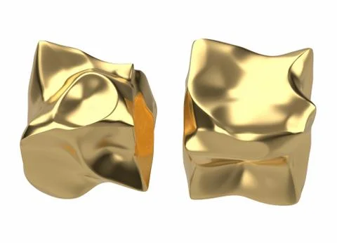 2 golden bars in the shape of boxes, 3D illustration isolated on white Stock Illustration