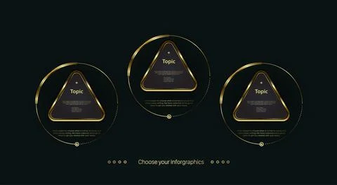 2 Golden rectangle buttons, objects, elements on dark background. Three premu イラスト素材