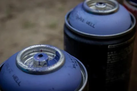 2 Graffiti cans opened and used Stock Photos