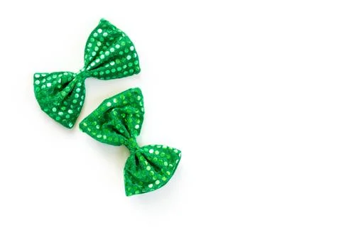 2 green bow ties with sequins Stock Photos