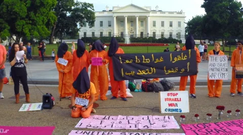 2 - Guantanamo Bay Protest at the White House in Washington, DC Stock Footage 40208678