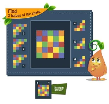 2 halves of the shape game Illustrazione stock