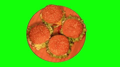 2 hamburgers with chops and 2 hamburgers with bacon 02 Stock Footage 45922519