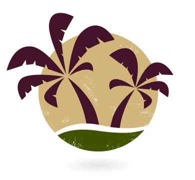 2 hand-drawn stylish Palms, brown Illustrazione stock