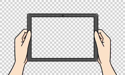 2 hands holding tablet イラスト素材