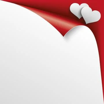 2 Hearts Scrolled Corner Red Paper Cover Stock Illustration