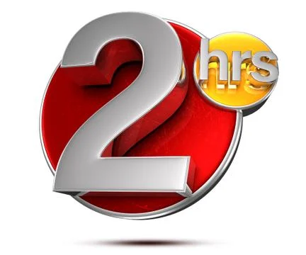 2 Hours 3d rendering on white background.(with Clipping Path). Stock Illustration