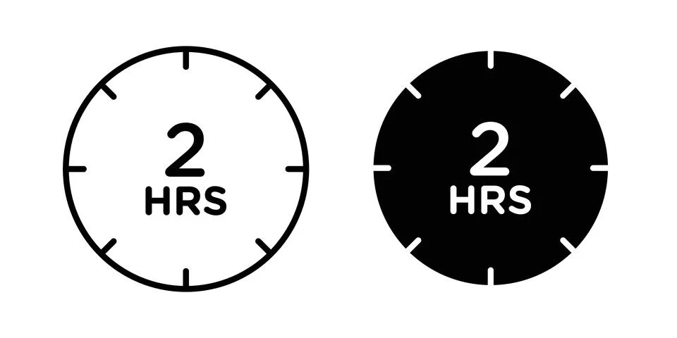 2 hours icon logo. Outline style icons with flat versions Stock Illustration