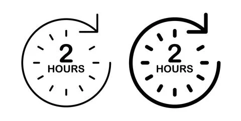 2 hours icon. Style is flat and line symbol Illustrazione stock
