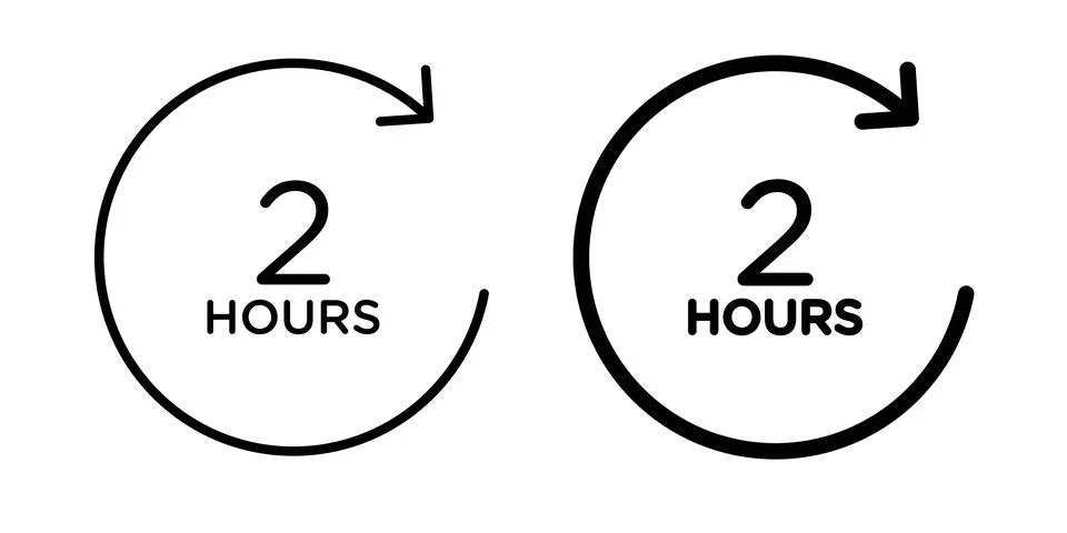 2 hours icon thin line and clipart style vector set Illustrazione stock