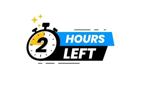 2 hours left label. Countdown timer banner sticker Stockillustratie