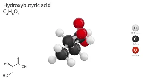 2-Hydroxybutyric Acid or alpha-hydroxybutyric acid. White back. 3D render Stock Footage 294694090