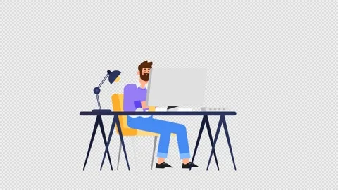 2 illustrated Boy Typing on Keyboard While Sitting at Desk Vidéo 268218620