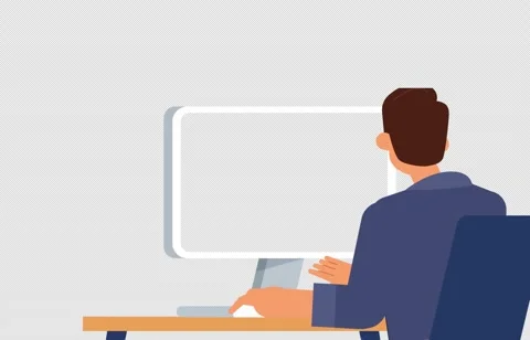 2 illustrated Boy Typing on Keyboard While Sitting at Desk Back View Vídeos de archivo 268677509