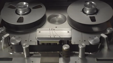 2 inches analog audio tape machine in Play and Stop mode Stock Footage 64355103