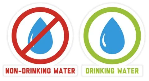2 isolated labels for drinking and non-drinking water Stock Illustration