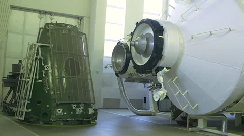 2 ISS modules in the hangar close Stock Footage 34803561