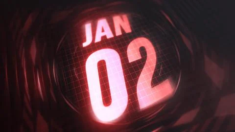 2 January in 3d motion graphic. Stock Illustration