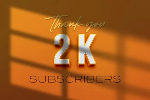 2 K subscribers celebration greeting banner with 3D Extrude Design Stock Illustration