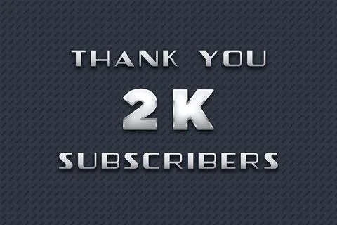 2 K subscribers celebration greeting banner with Metal Design Stock Illustration