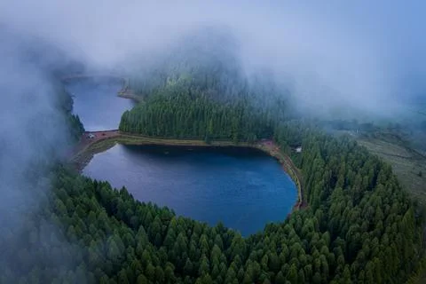 2 lakes drone Stock Photos