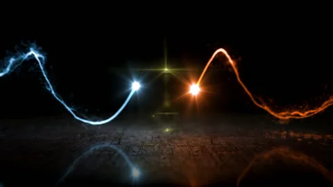 2 light particles dancing abstract background Stock Footage 229495317