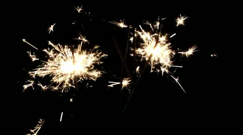 2 Lit Sparklers Over Black Background, 1080p Video stock 13421965