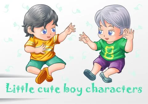 2 little cute boy characters. Stock Illustration