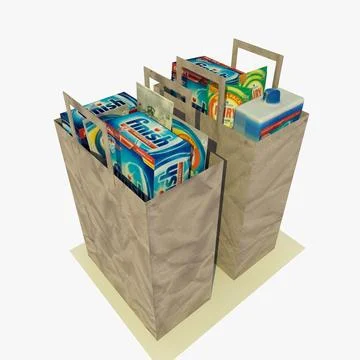 2 Low Poly Paper Shopping Bags 3D Model