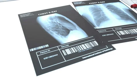 2 lung x-ray images and blood test to for virus Stock Footage 128830342