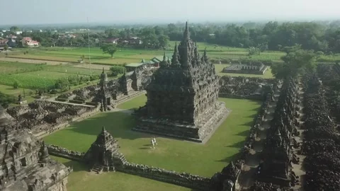 The 2 main temples at Plaosan Temple Stock Footage 243361907