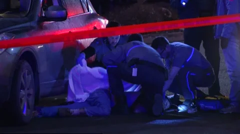 2 mans shot by cops at McDonald Stock Footage 42853444