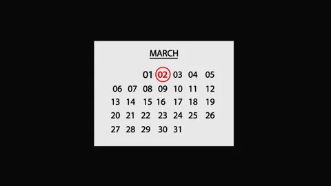 2 March Calendar Date Animated. 2 march Calendar icon. Stock Footage 301770792