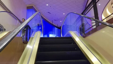 2 May 2024 Dallas, Texas - Going Up Escalator Elevator Stock Footage 324626641