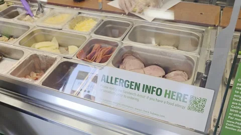 2 May 2024 Los Angeles, California - Inside Subway Restaurant Lobby Food Stock Footage 320210794