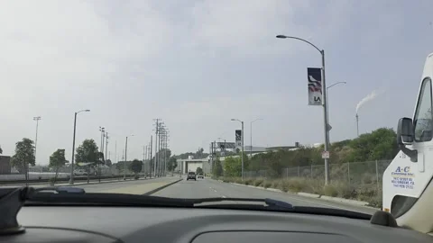 2 May 2024 Los Angeles, California - Driving Interstate Freeway Mountain Stock Footage 320495281