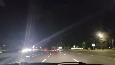2 May 2024 Los Angeles, California - Driving Interstate Freeway Night Street Stock-Footage 321848864