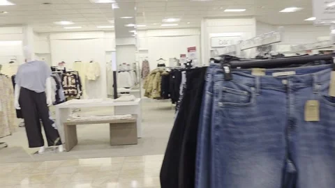 2 May 2024 Los Angeles, California - Walking Inside of Macys Mall Stock Footage 333356941