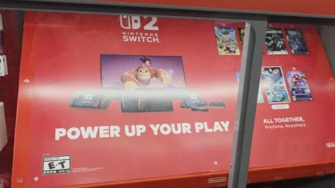 2 May 2024 Miami, Florida - Nintendo Switch Gaming Console Signage Stock Footage 333694646