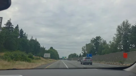 2 May 2024 Seattle, Washington - Driving Interstate Tree Freeway Street 스톡 동영상 338114381