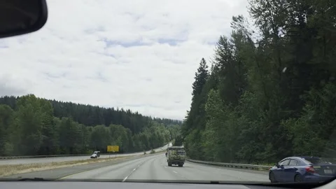 2 May 2024 Seattle, Washington - Driving Interstate Freeway Mountain Street Stock Footage 338406860